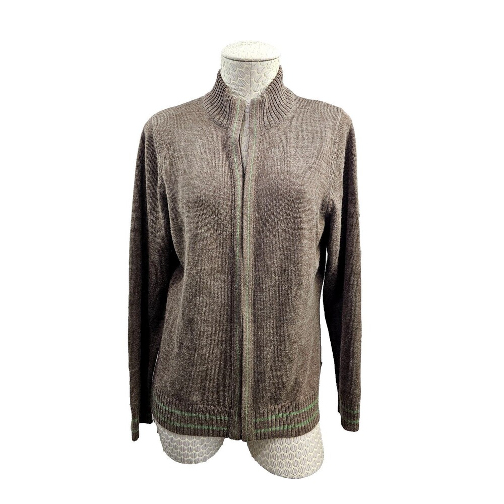 WOOLRICH Java‎ Green Zip Front Wool Blend Cardigan Sweater Women's Medium EUC